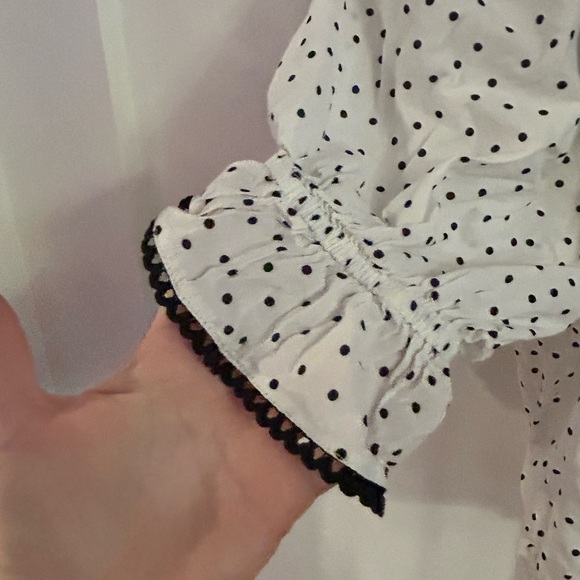 Reformation polka dot ruffle cropped Cambri top Small - Picture 10 of 11